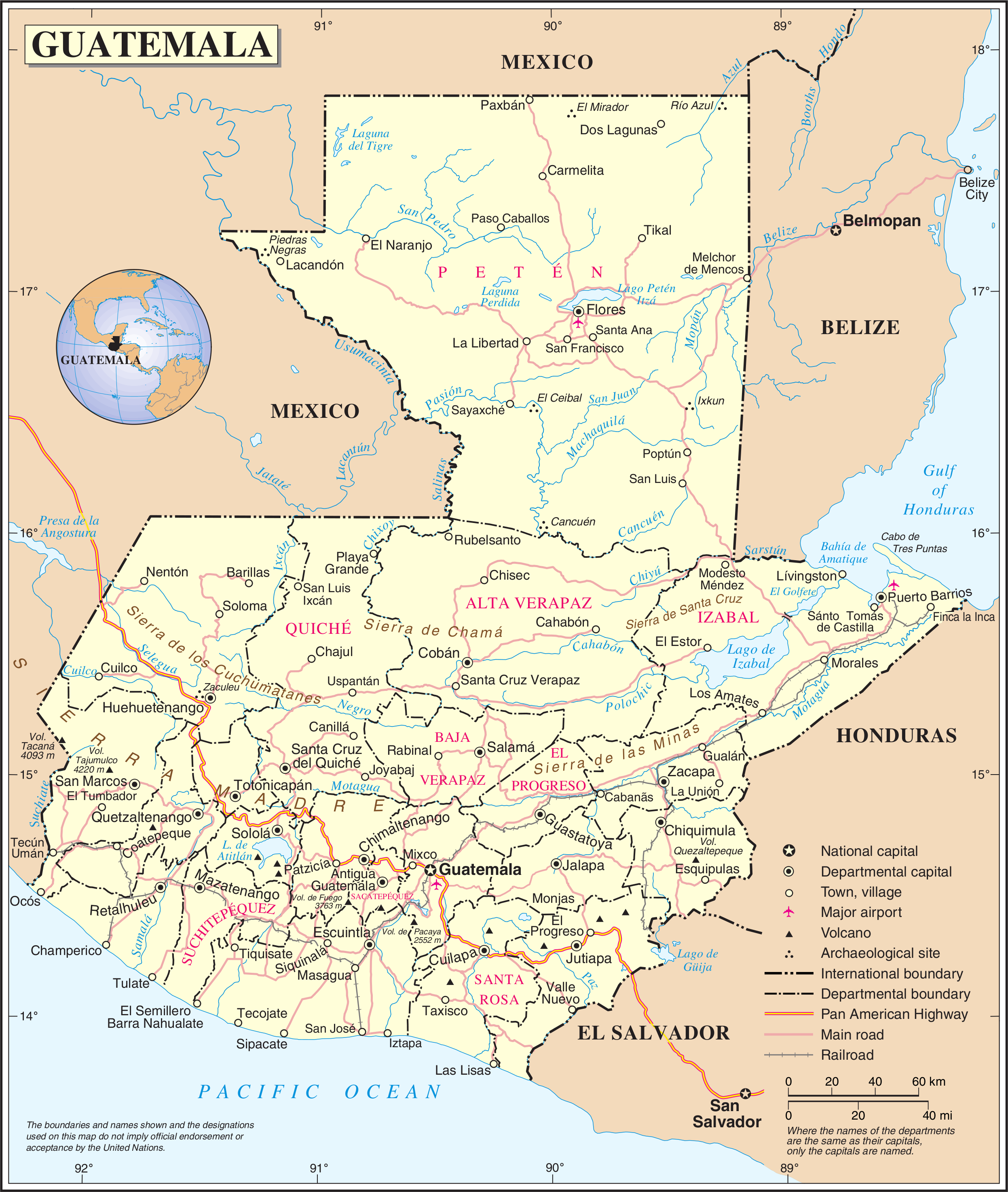 kaart Guatemala met El Tumbador